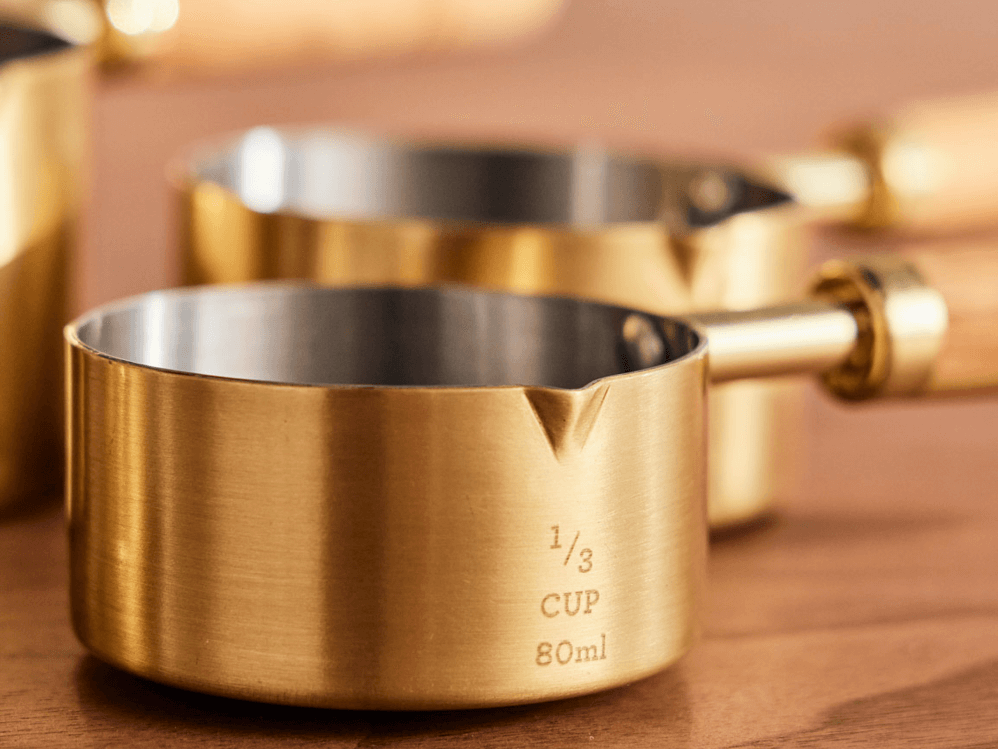 Copper and Brass Measuring Cups Set of 4